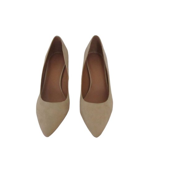 New Pair of J Crew Beige Faux Suede 3" Pointy Toe Heels in Size 10M - Picture 2 of 8